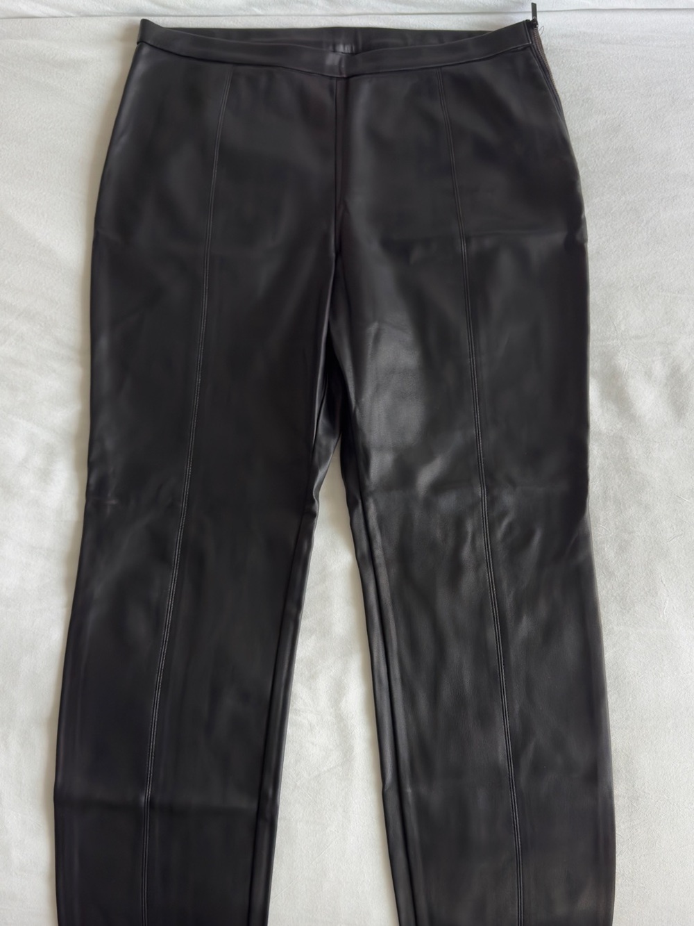 Womenโs Straight Leg Faux Leather Pants - Black